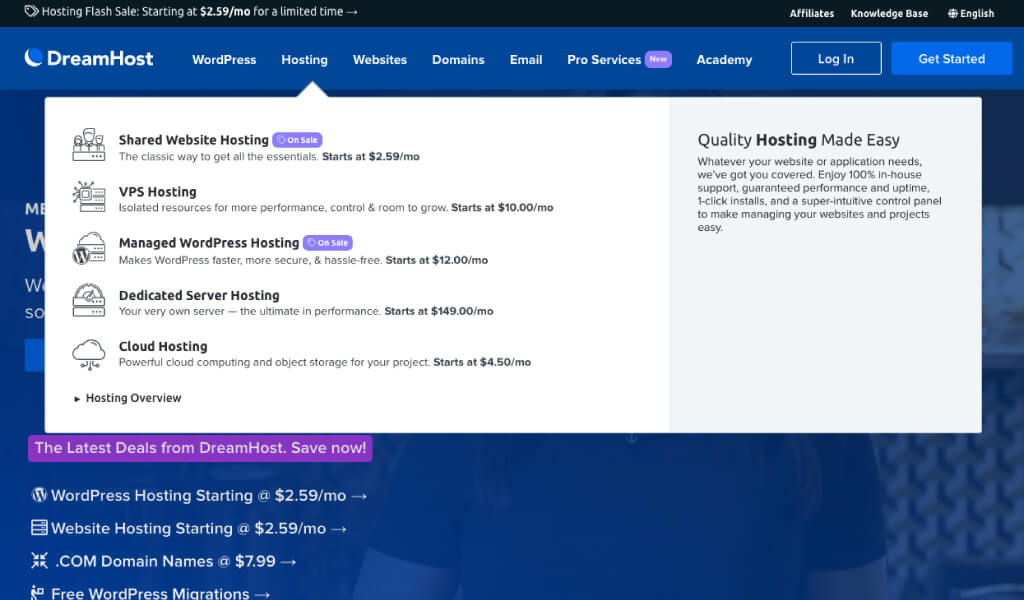 DreamHost Web Hosting Plans