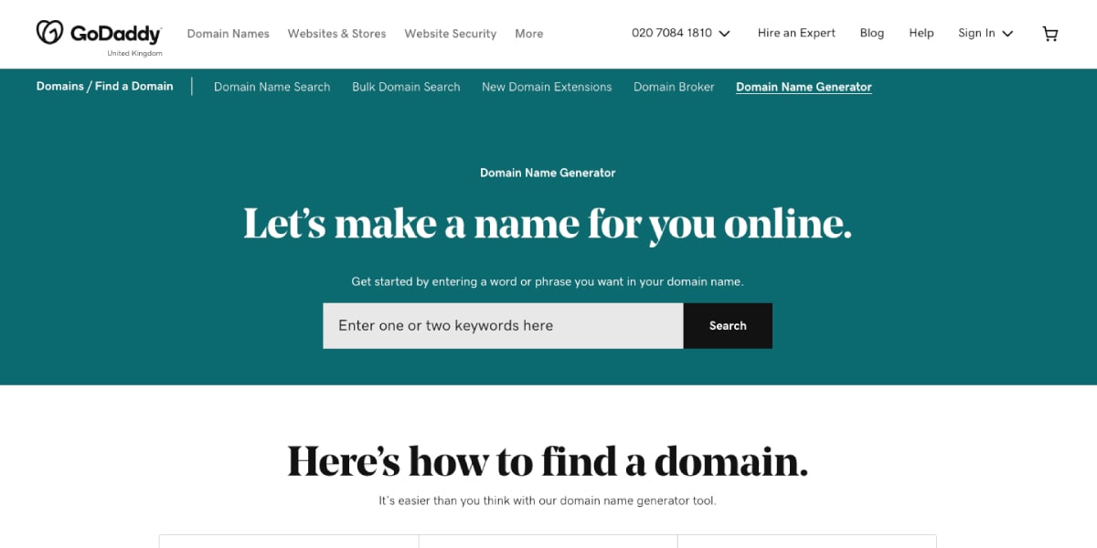 GoDaddy Domain Name Generator