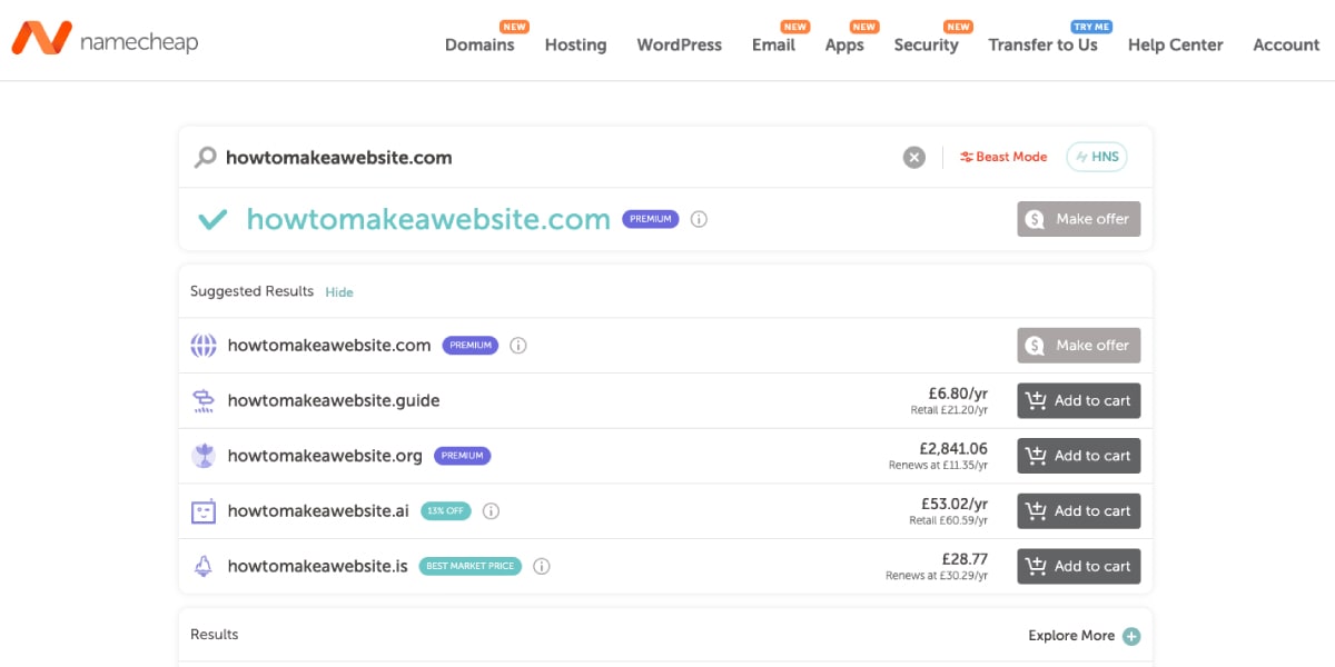 Namecheap Website Domains