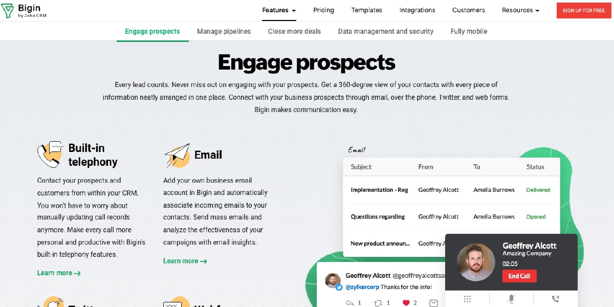 Bigin by Zoho CRM Software