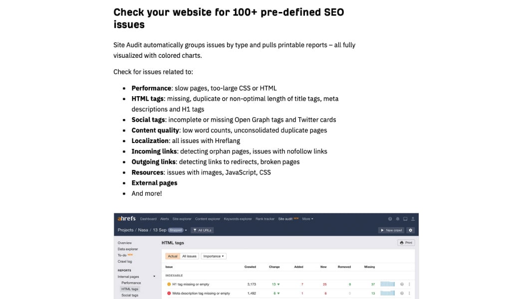 Ahrefs SEO Audit Tool