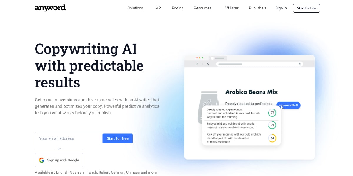 Anyword AI Copywriting Tool