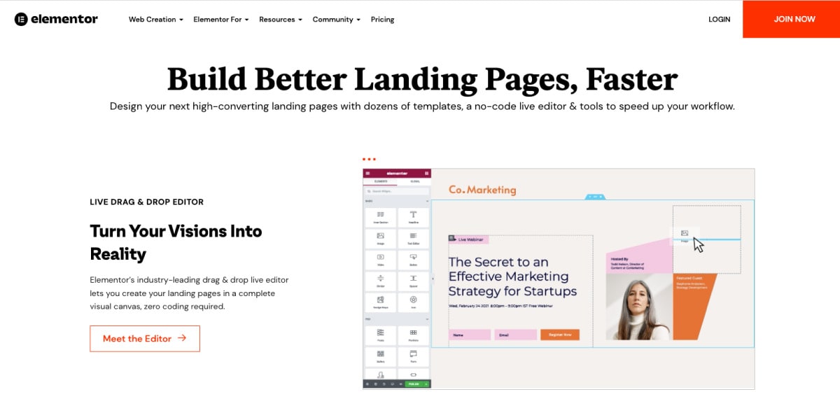 Elementor WordPress Landing Page Builder