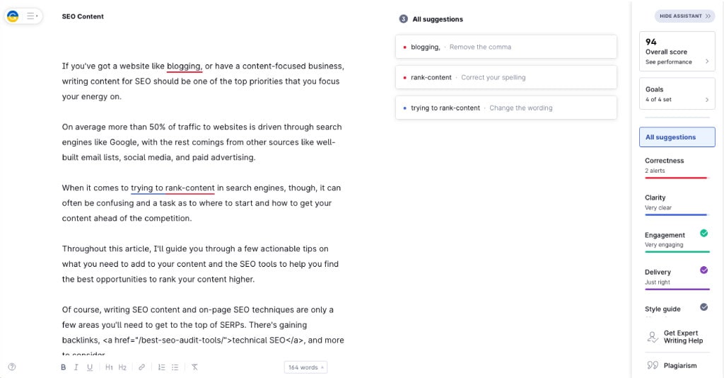 Grammarly SEO Content Example
