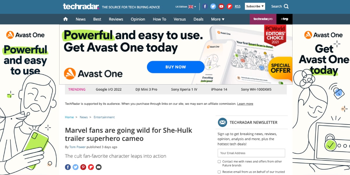 techradar Banner Advertising Example