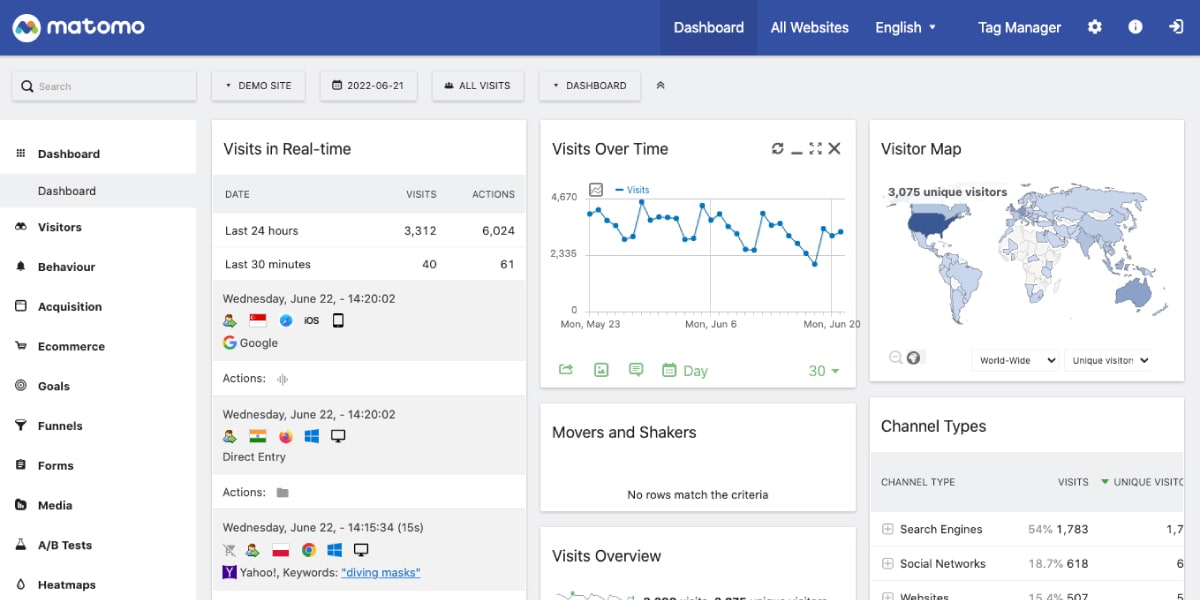 Matomo Analytics Dashboard Example