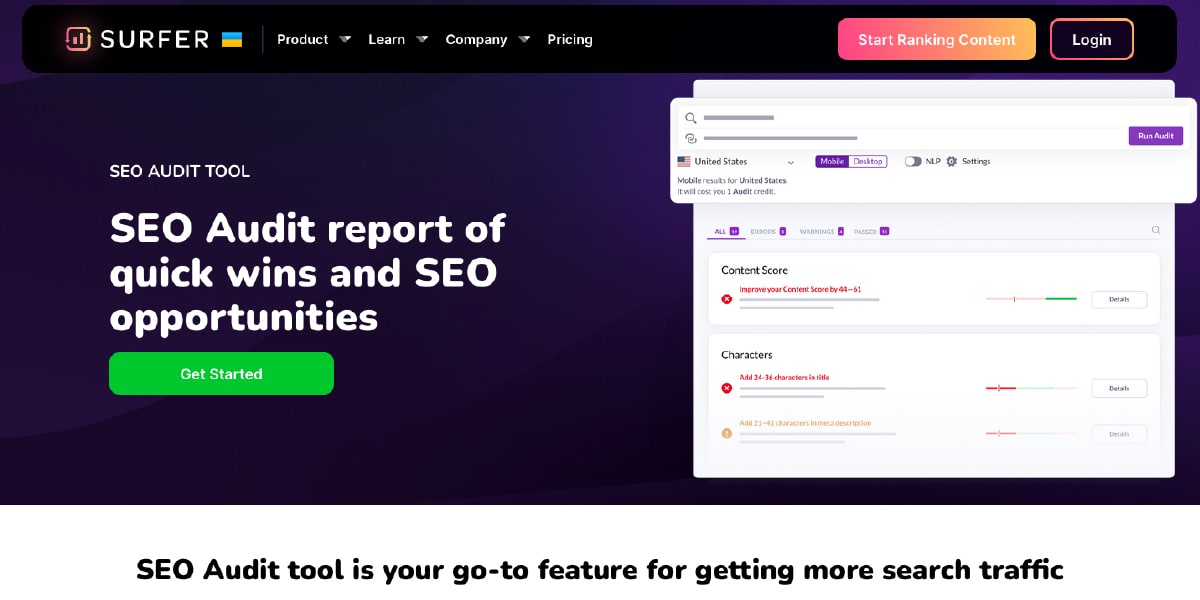 Surfer SEO Tool