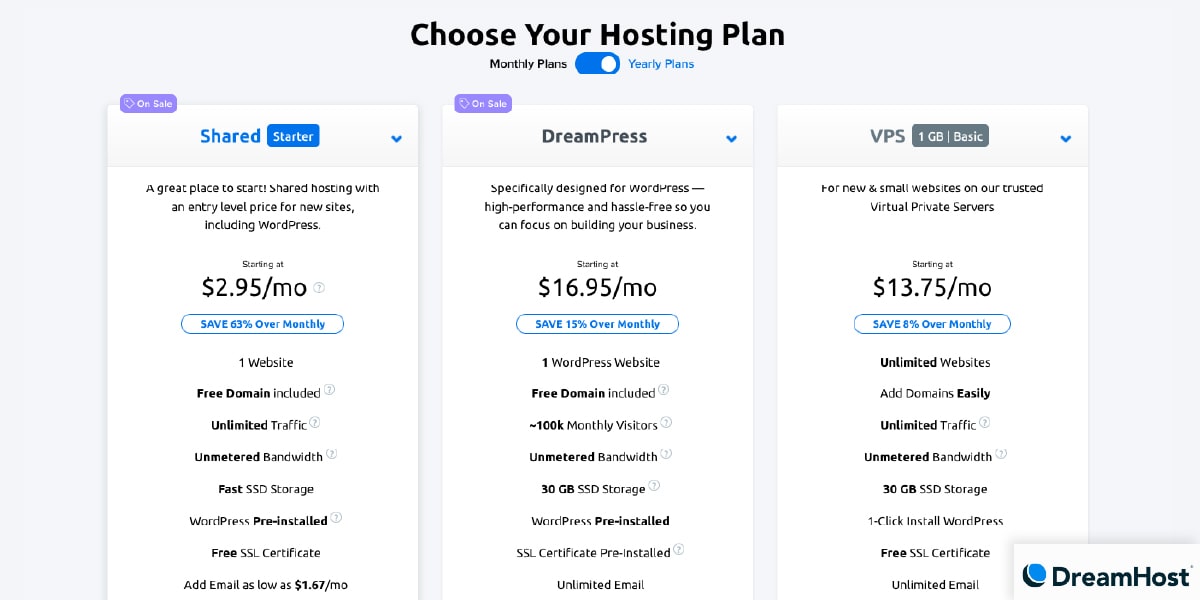 DreamHost Hosting Plan with Email