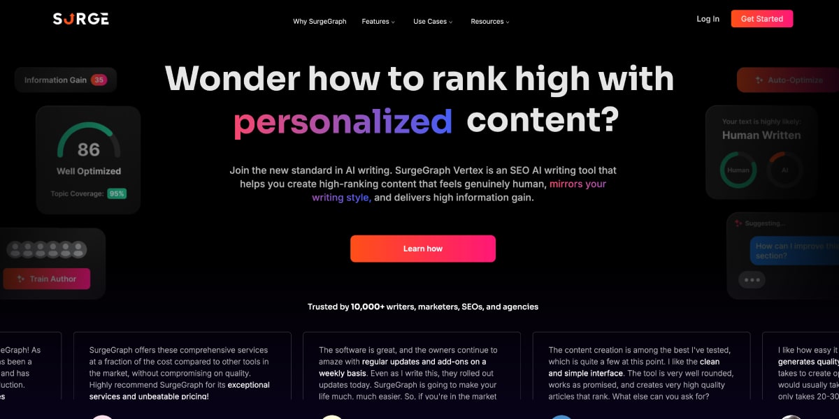 SurgeGraph AI Content Writer