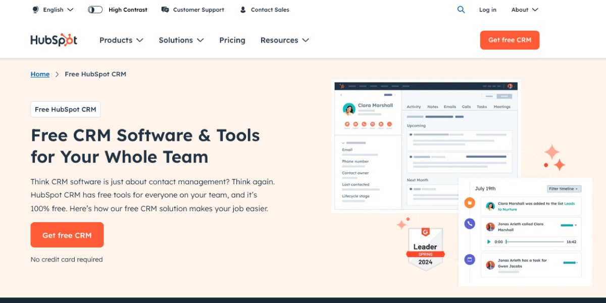 HubSpot AI Free CRM Software