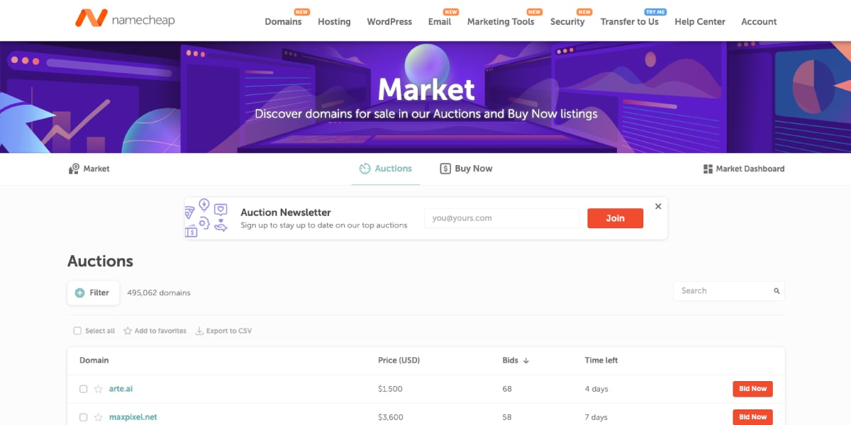 Namecheap Domain Marketplace