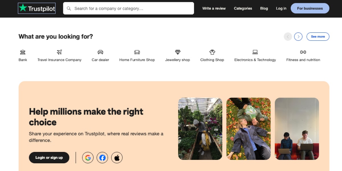 Trustpilot Customer Reviews Website